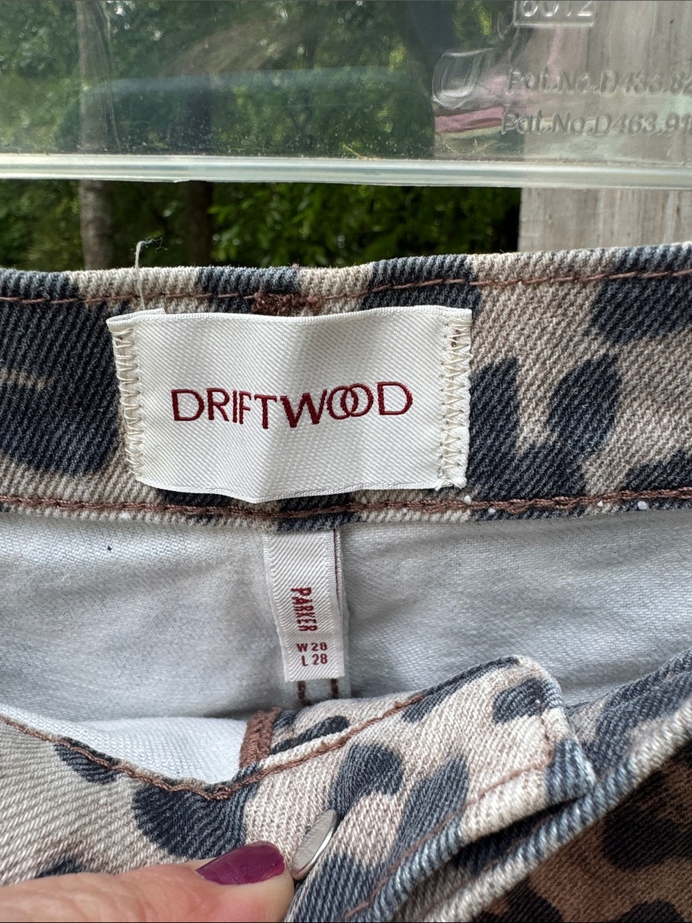 DRIFTWOOD Leopard Print Straight Leg Jeans with Red Rose Embroidery - Picture 4 of 10